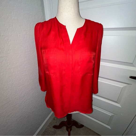 Vince 3/4 Length Sleeve Hidden Button Front Blouse Shirt Top - Picture 1 of 9